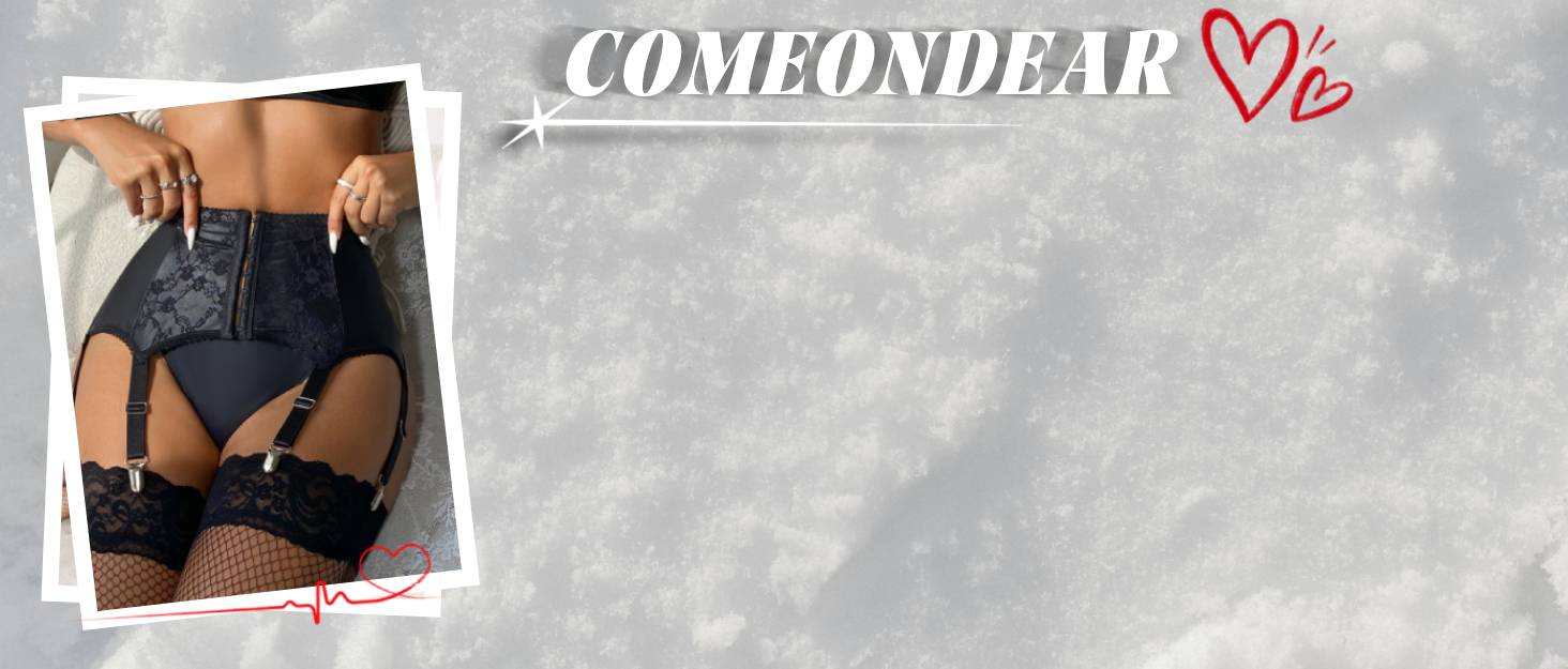 Комплект стрінги та стрінг-гуртки для жінок ComeOnDear: мереживні стрінги з 6 кліпсами, великі розміри, червоний (M)