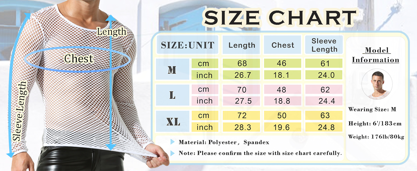 Чоловіча сітчаста футболка QiaTi з довгим рукавом, прозора, мереживна, чорна