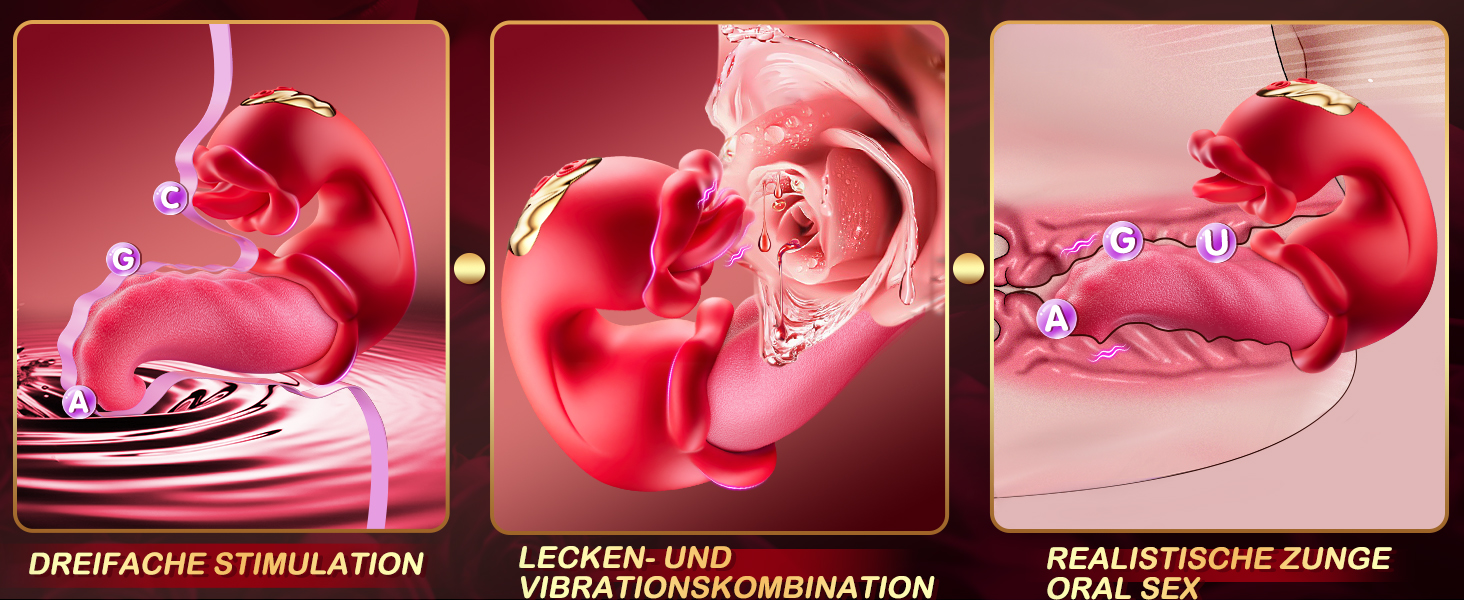 Вібратор для жінок, 3-в-1: вібратор клітора, дildo, масажер. 10 режимів, червоний. Іграшки для дорослих, для пар.