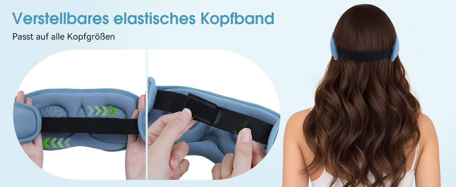 Bluetooth маска для сну LOVE EYE для тих, хто спить на боці, з ультратонкими навушниками, дихаюча бавовняна тканина, синя