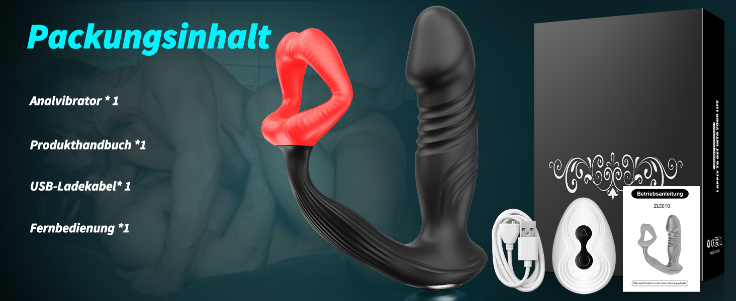 Вібратор для чоловіків для стимуляції простати Timzeit - анальний вібратор, кільце для пеніса з пультом дистанційного керування та додатком, анальний плагін з 9 режимами вібрації та 9 функціями імпульсу. Іграшка для дорослих.