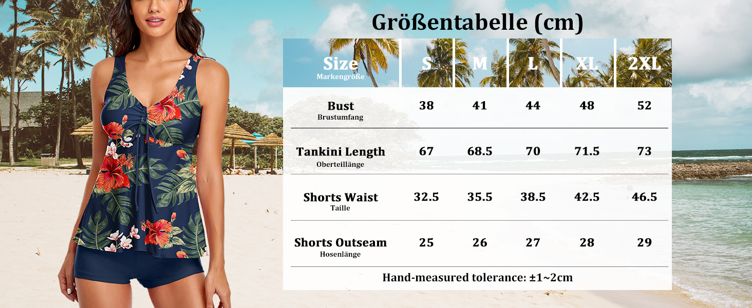 Tankini жіночий купальник з високою талією, push-up топ з шортами, двочастинний, квітковий принт, блакитний, розмір L