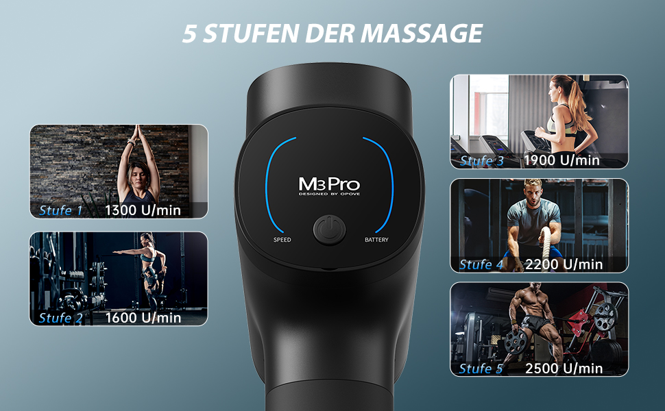 Перкусійний масажер OPOVE M3 Pro 2 Massage Gun з LED-дисплеєм, 2500 об/хв, для зняття м'язового болю, чорний