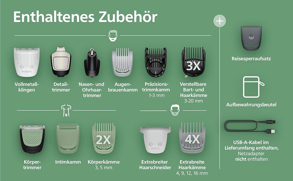 Тример Philips Multigroom 7000 MG7962/30 19-в-1 для обличчя, волосся та тіла, з самозатовчуваними лезами та 26 налаштуваннями довжини (0,5-20 мм)