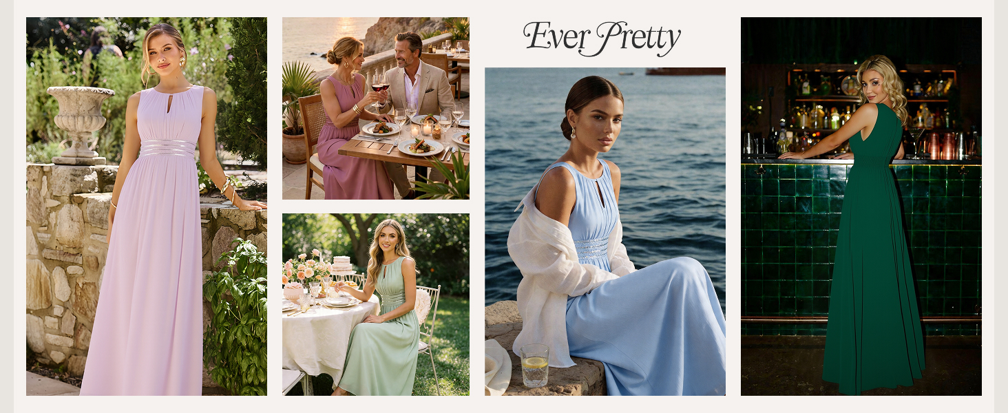 Сукня вечірня Ever-Pretty A-силуету, шифон, м'ятний колір, розмір 38