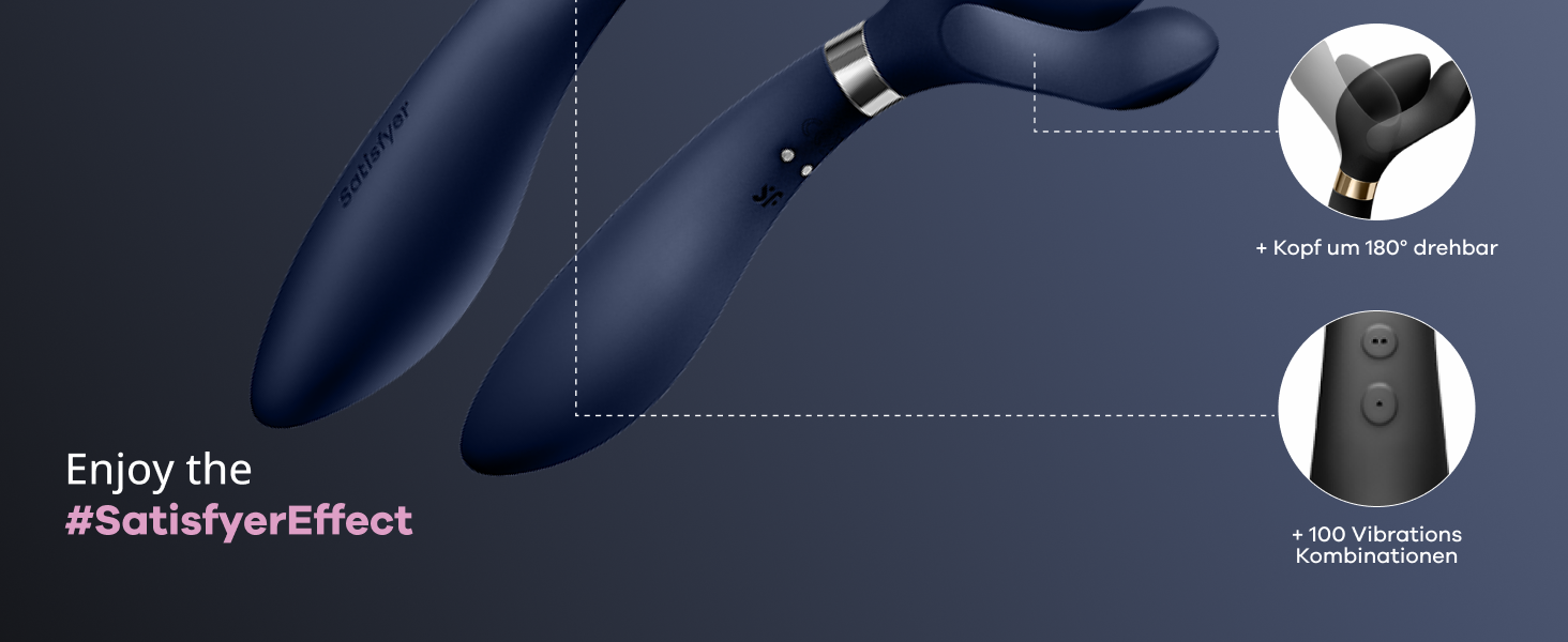 Вібратор Satisfyer Endless Fun для пар: 33 функції, 100 вібрацій, сильний та тихий | Для жінок та чоловіків | Може використовуватись як дildo та для стимуляції клітора | 1 шт. (1 упаковка) (Блакитний)