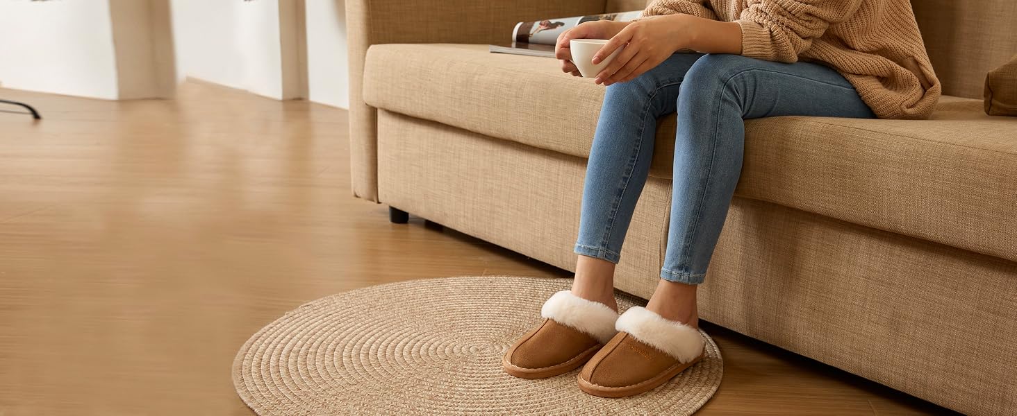 Унісекс зимові домашні капці з ефектом пам'яті (Memory Foam), теплі та м'які, світло-коричневі, розмір 38.5/40 EU