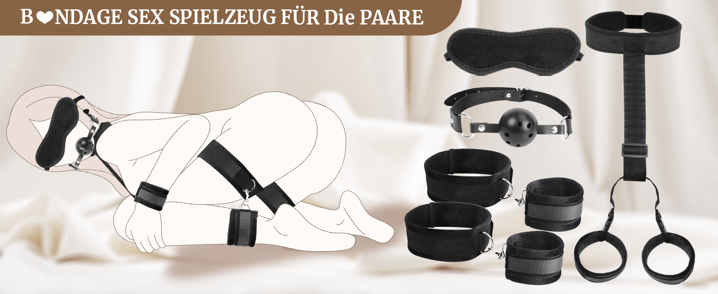Набір для БДСМ для пар: кайдани, наручники, фіксатори для ніг та рота. Міцний набір для сексуальних ігор.
