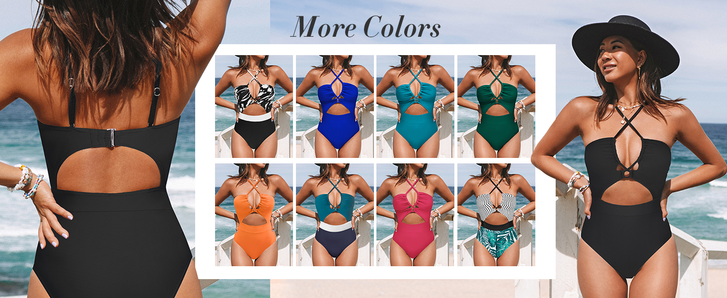 Купальник жіночий Cupshe з шнуванням, монокіні з принтом тварини, вирізи, перехрещення, чорний