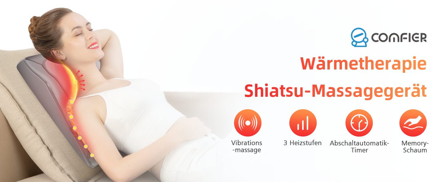 Масажер для шиї та плечей COMFIER з функцією інфрачервоного підігріву, сірий