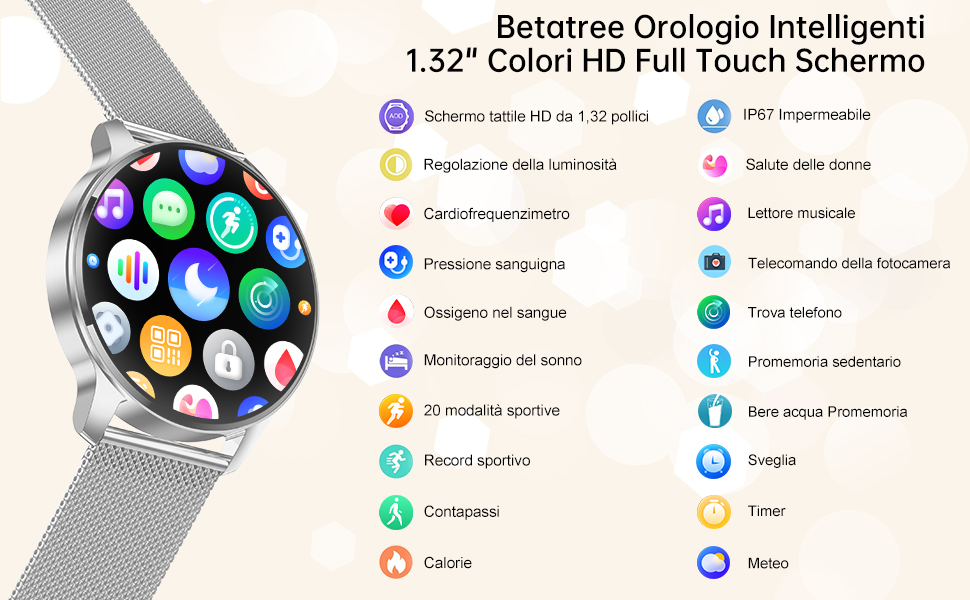 Смарт-годинник Batatree для чоловіків та жінок, 1.32