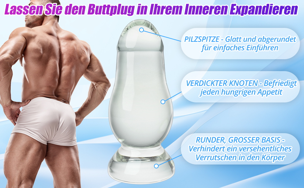 Анальний плагін Glas Kristall від SXOVO: скляний дildo для масажу простати та G-точки, стимулятор анального сексу для жінок, чоловіків та пар (M) 14см, 5.7см