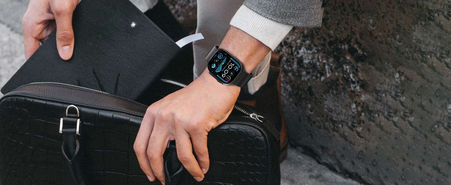 Металевий ремінець CHANCHY для Apple Watch Ultra 3/2/1, Series 11/10/9/8/7/6/5/4/3/2/1, SE — сталевий браслет (чорний, 42/44/45/46/49 мм)