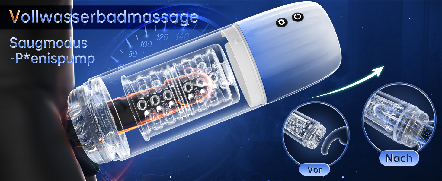 Електричний секс-іграшка для чоловіків з 7 режимами всмоктування та 7 режимами обертання, реалістична вагінальна текстура, IPX7, синій