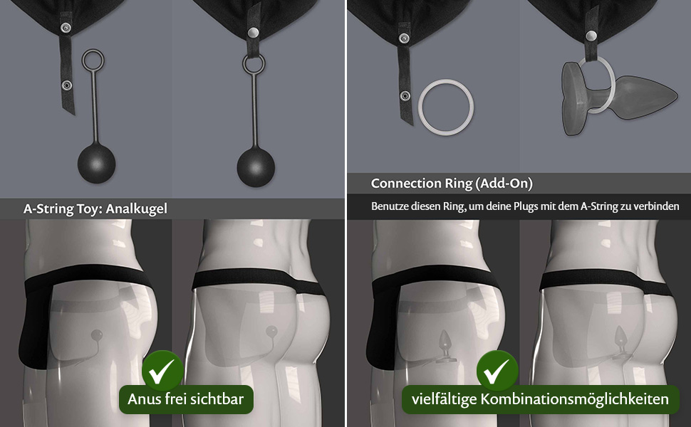 WILDYOU A-String Kilian Plug Tanga XL Чорний - сексуальна білизна для дорослих