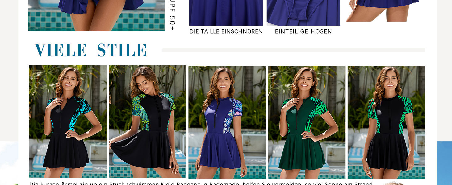 Купальник жіночий Odizli з коротким рукавом, застібка-блискавка, ефект схуднення живота, з чашками, темно-зелений, розмір M