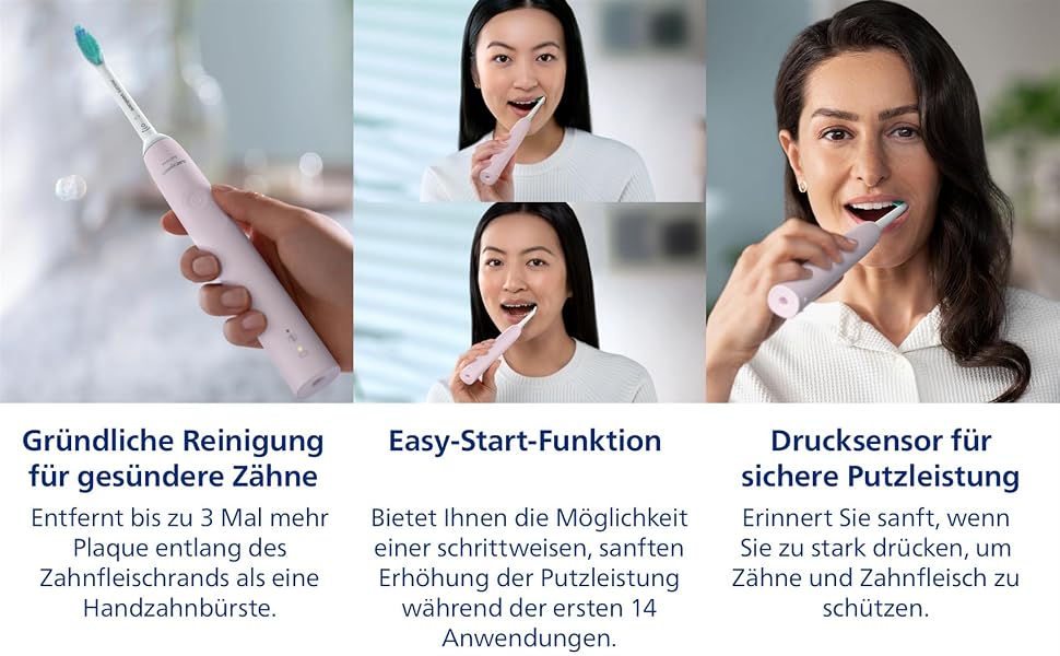 Електрична зубна щітка Philips Sonicare Series 3100 HX4033/21 зі звуковим очищенням, датчиком тиску та дорожнім чохлом, Рожева