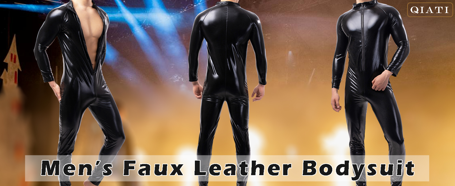 Чоловічі шорти QiaTi без рукавів, лосини на блискавці з екошкіри, боді з 2 кишенями для повсякденного носіння та клубів (XL, чорний)