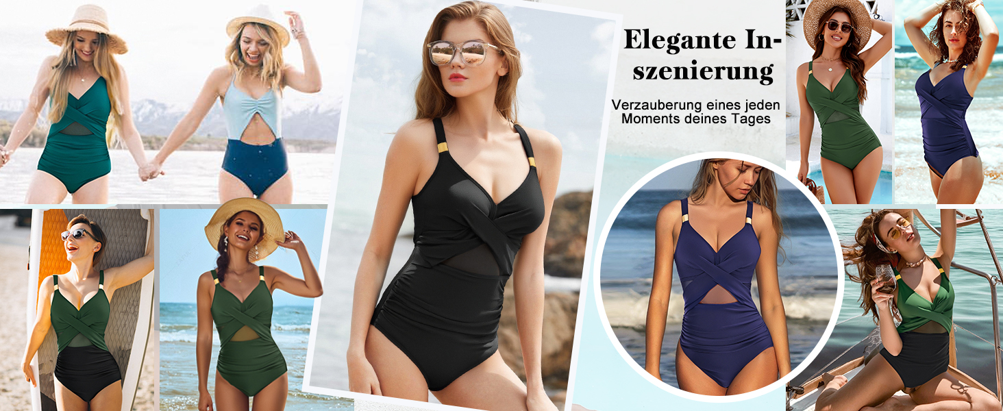 Спортивний купальник для жінок з ефектом корекції фігури, великі розміри, Push Up, висока талія, з чашками, Bademode, зелений та чорний, XXL