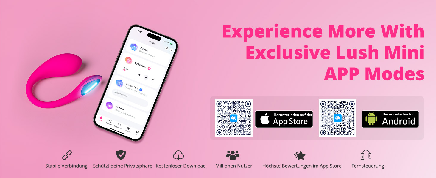 LOVENSE Lush Mini - міні-вібратор з дистанційним керуванням, 10000+ режимів, водонепроникний, для соло та парних ігор, ідеальний у подорожах