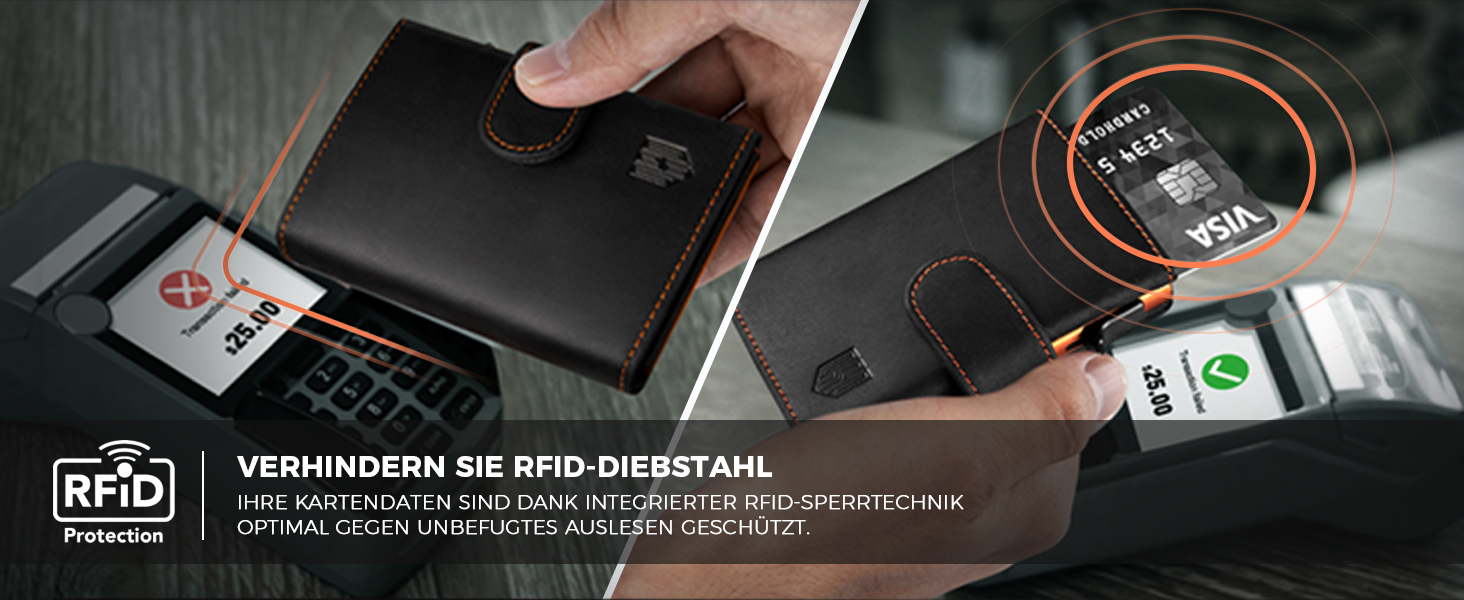 Чоловічий RFID картхолдер DODENSHA з монетницею, автоматичний алюмінієвий гаманець для 8-10 карток з вікном для ID, карбон