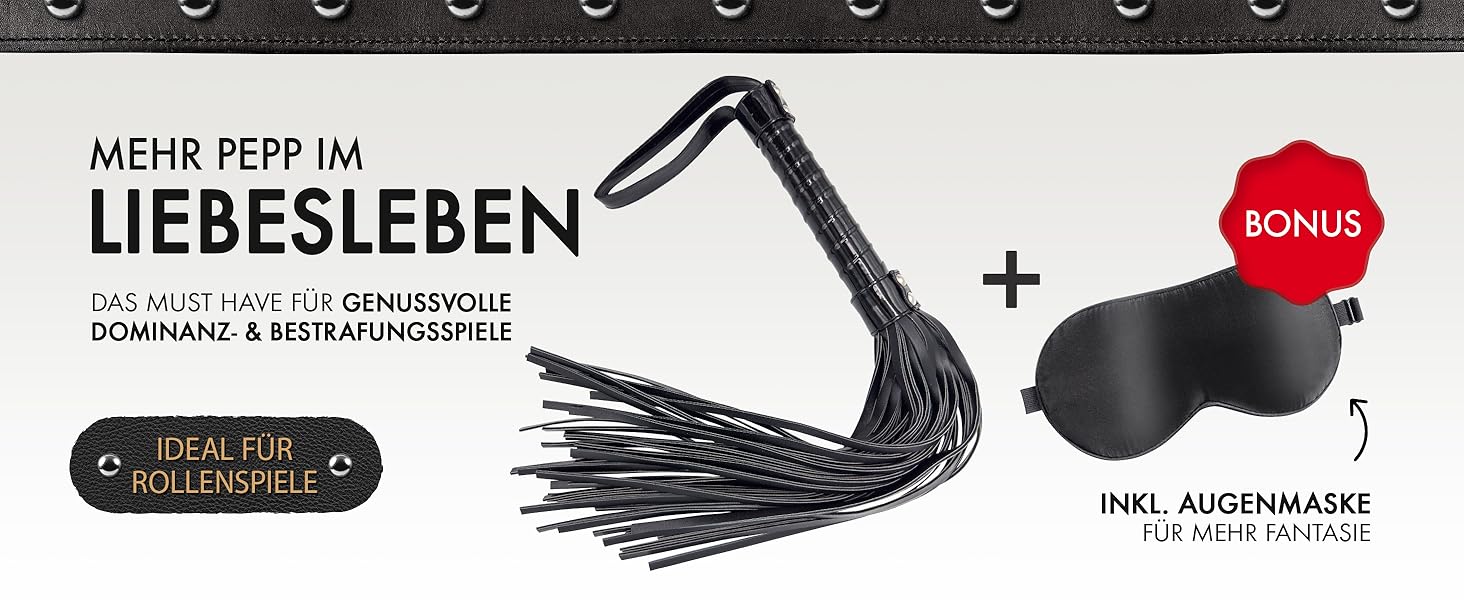Пета для БДСМ-ігор Liebesfreunde® – Флогер, жорсткий та м'який, з маскою для очей