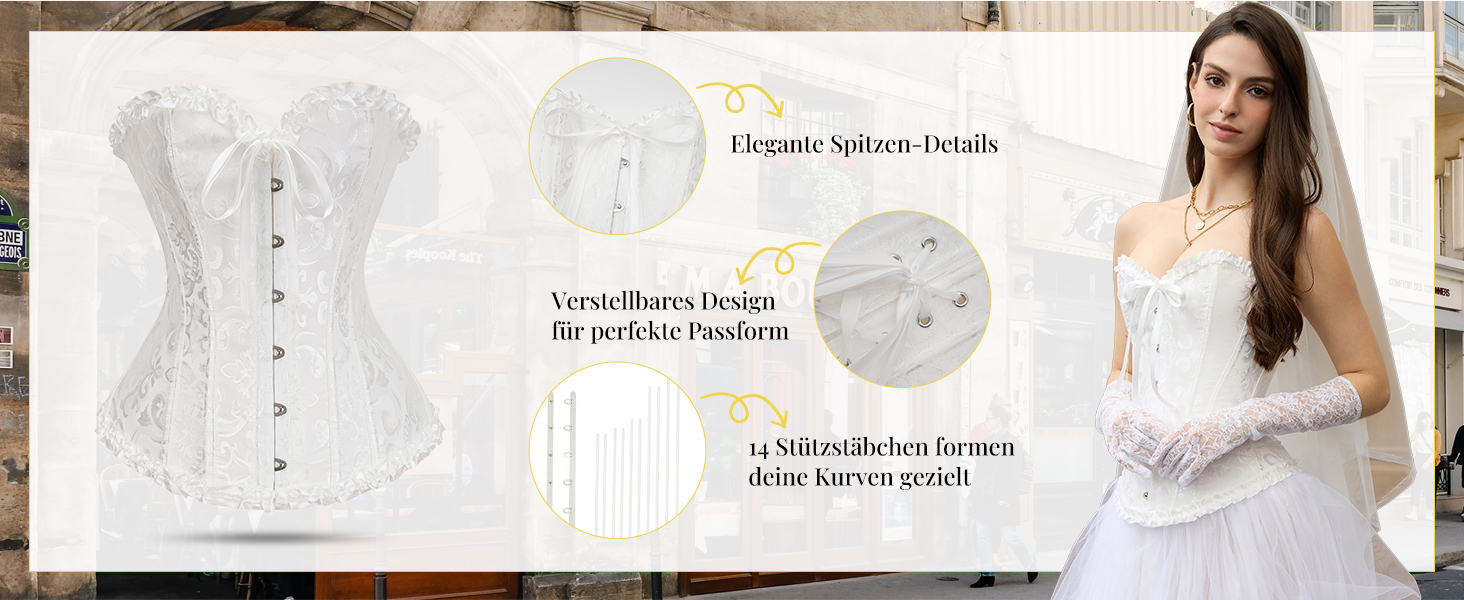 Корсетний топ SZIVYSHI для жінок: готичний корсет, бюстгальтер, корсет з повним бюстом, вінтажний корсетний топ, білий