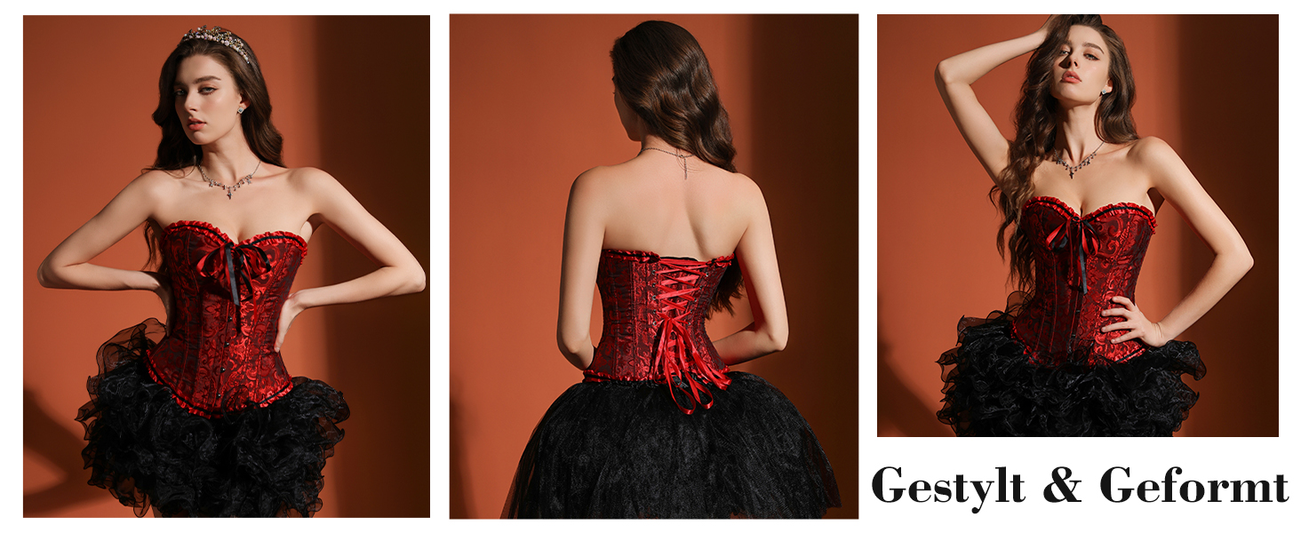 Корсет Vrapo для жінок - бюст-корсет, шнурівка, талія, спідня білизна, червоний, XS