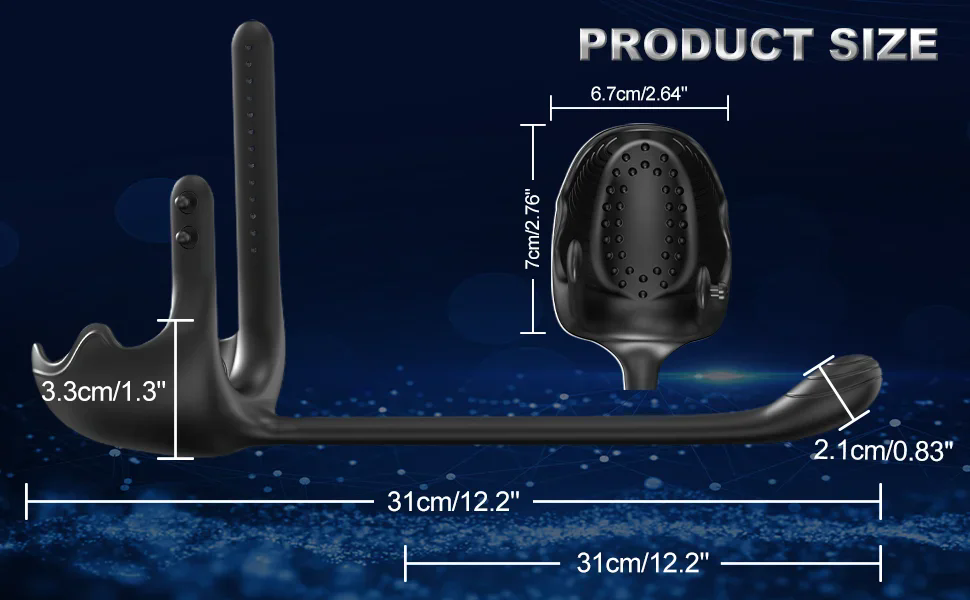 Електричний кільце для статевого члена Guspiun з двома моторами та вібратором для анусу. 10 режимів вібрації, пульт дистанційного керування. Інтимні іграшки для пар.