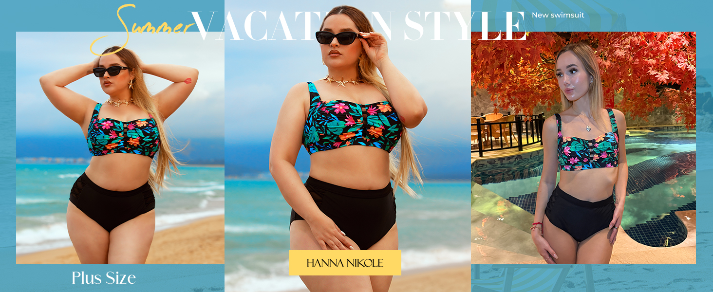 Бікіні Hanna Nikole XL: Комплект високої талії з ефектом схуднення, Push-Up, леопардовий принт, плісирована пляжна мода