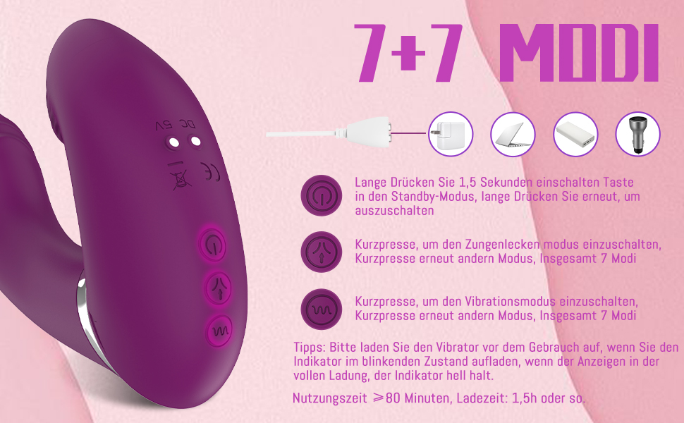 Вібратор G-Punkt 3 в 1: тихий, потужний, з 7 режимів та функцією імпульсу. Іграшка для дорослих з силікону для жінок та пар.