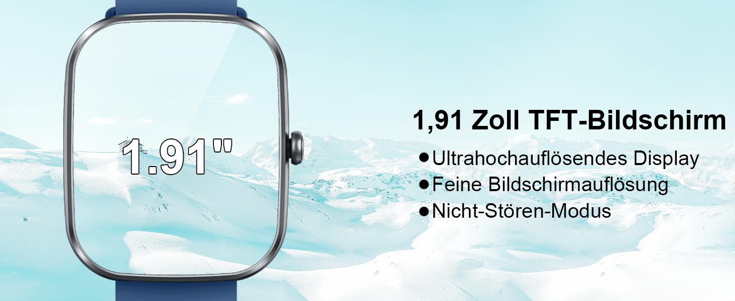 Смарт-годинник унісекс 1.91'' HD 2026 з Bluetooth-дзвінками, фітнес-трекер з моніторингом пульсу, SpO2, сну, 113+ спортивних режимів, водонепроникність IP68 для Android та iOS (Синій)