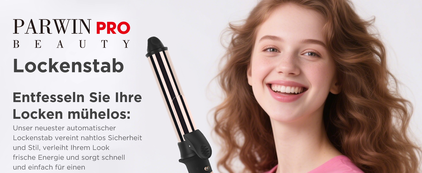 Автоматичний плойка-стайлер для волосся PARWIN PRO BEAUTY 32мм, ротаційний завивач з нано-титановим покриттям та LCD-дисплеєм, 120-210°C
