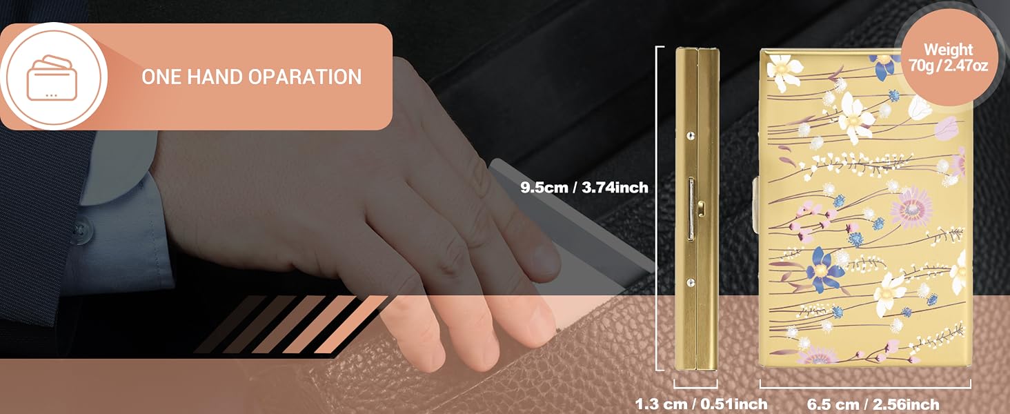 Металевий картхолдер з RFID-захистом від скіммінгу, ультратонкий гаманець для банківських карток (6 слотів, золото, з квітковим принтом) для жінок та чоловіків