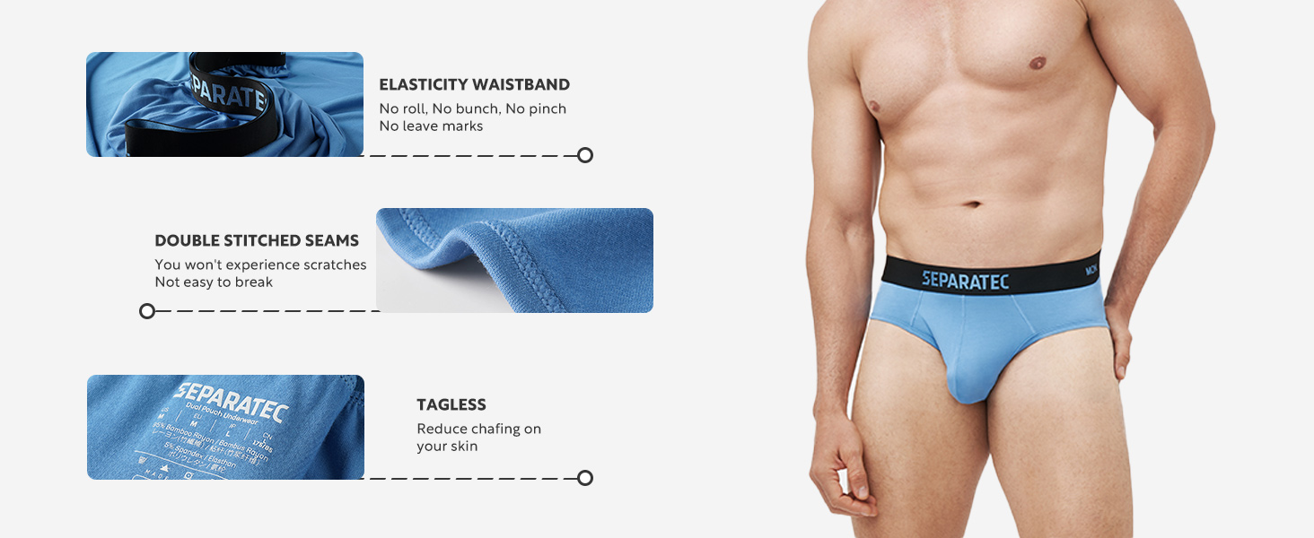 Боксерки чоловічі Separatec 7 шт. з подвійним мішечком, бамбук/район, чорні