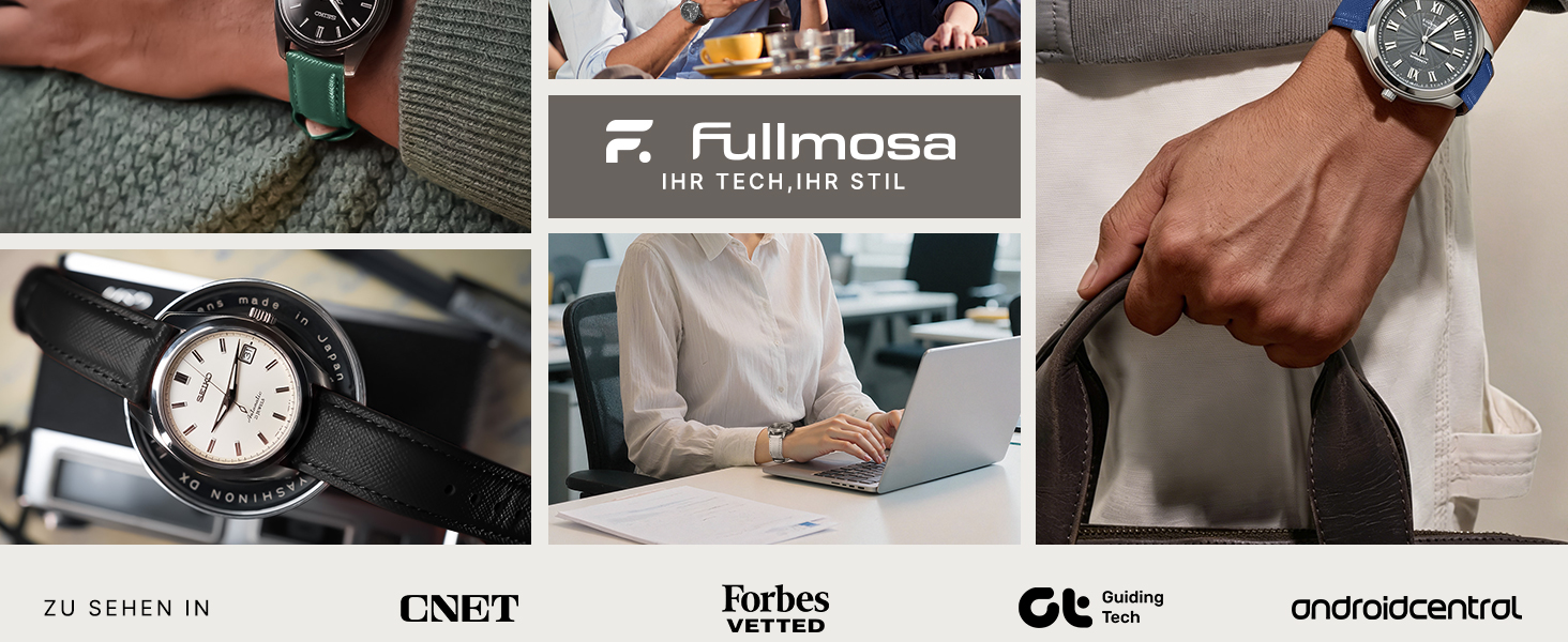 Ремінець Fullmosa 20мм зі шкіри для Garmin Vivoactive 6/5/4, Venu SQ та Samsung Galaxy Watch 7/6/5/4 FE (40/44/45мм), Classic 43мм, чорний
