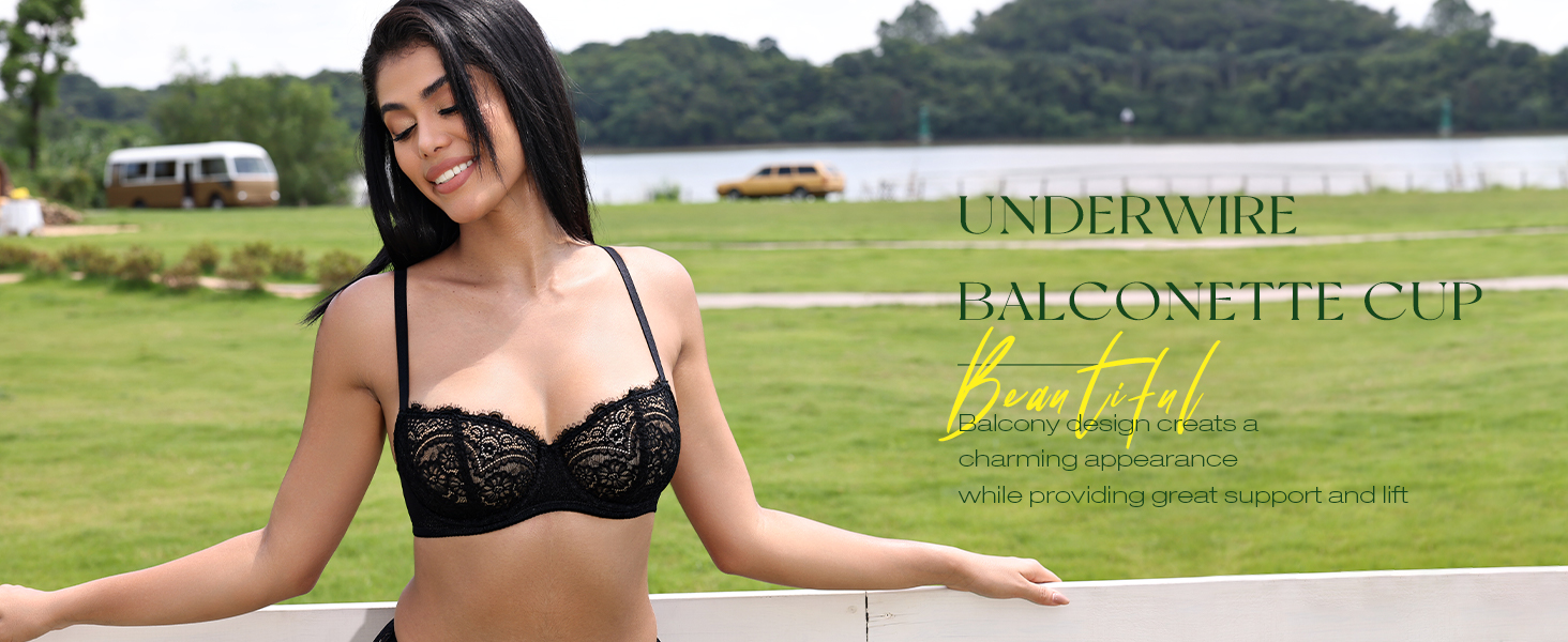Бюстгальтер Balconette Deyllo для жінок з кісточками, пуш-ап, Dirndl, мереживо, великі розміри, м'які чашки, бралетт, глибокий виріз, сексуальний, без підкладки, слонова кістка 85C