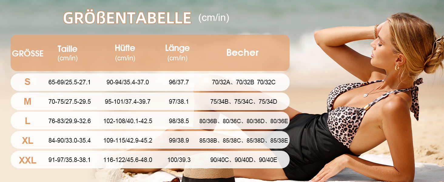 Чоловічий купальник Badeanzug Damen Bauchweg Rückenfrei Shape Badeanzüge Neckholder Sexy Push Up Bademode mit Cups M Schwarz