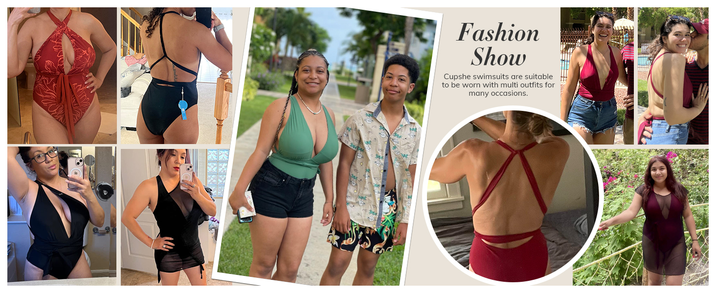 Купальник CUPSHE жіночий монокіні, глибокий V-подібний виріз, однотонний, чорний, розмір M