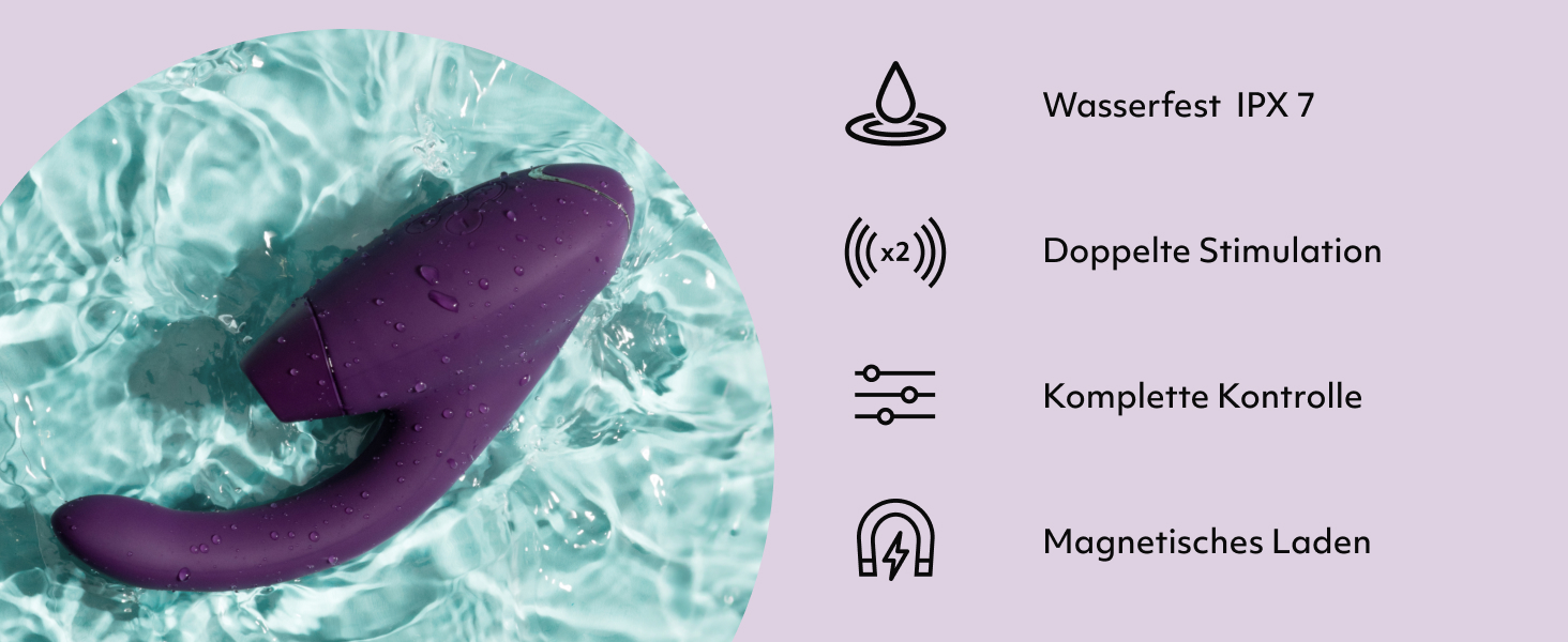 Вібратор Womanizer InsideOut для жінок - стимулятор клітора з функцією імпульсу, кролик, 12 рівнів інтенсивності (фіолетовий)