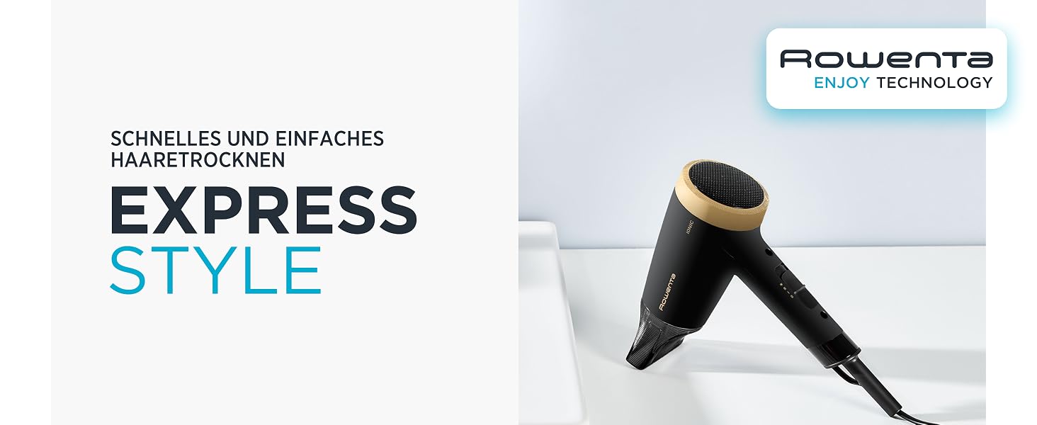 Фен для волосся Rowenta Express Style CV1801 золотого кольору, 1900 Вт, з концентратором та режимом холодного повітря