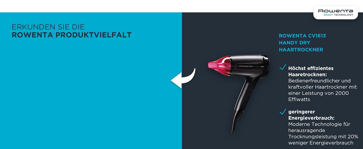 Фен для волосся Rowenta x Karl Lagerfeld CV184L Express Style: компактний, потужний, складаний, чорний