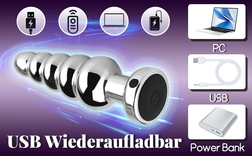 Вібратор для анального сексу AMAZBEE з дистанційним керуванням, 10 режимів, масажер простати, металевий дildo з 5 намистин