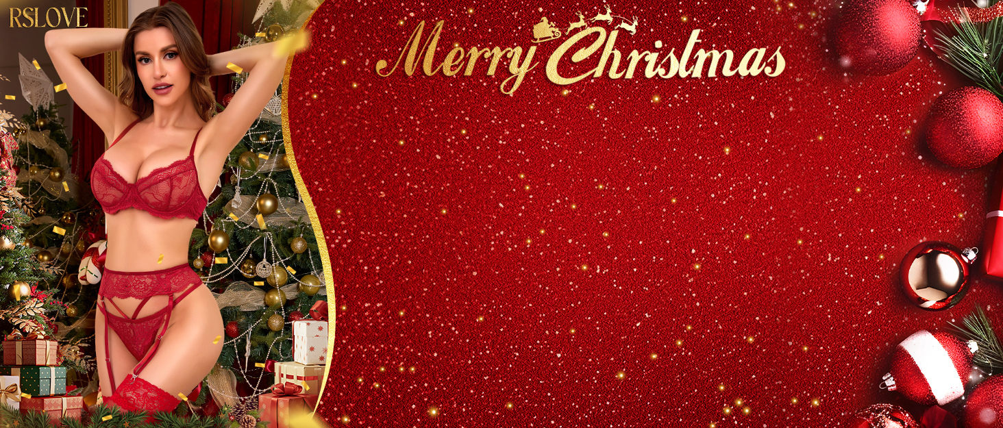 Комплект спідньої білизни RLOVE для жінок: бюстгальтер та труси (3 шт., чорний/червоний, розмір S)