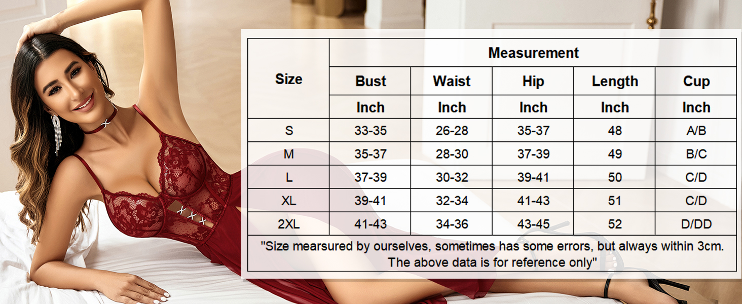 Avidlove Сексуальна спідня білизна для жінок: комплект з мережива, мереживна нічна сорочка-бабочка, корсет, нічне вбрання з боковим розрізом, XL, чорний