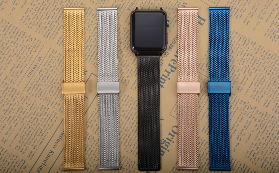 Міланський ремінець для годинника з нержавіючої сталі TStrap Mesh 20мм — металевий замінний браслет зі швидким замком для смарт-годинника (чорний, унісекс)