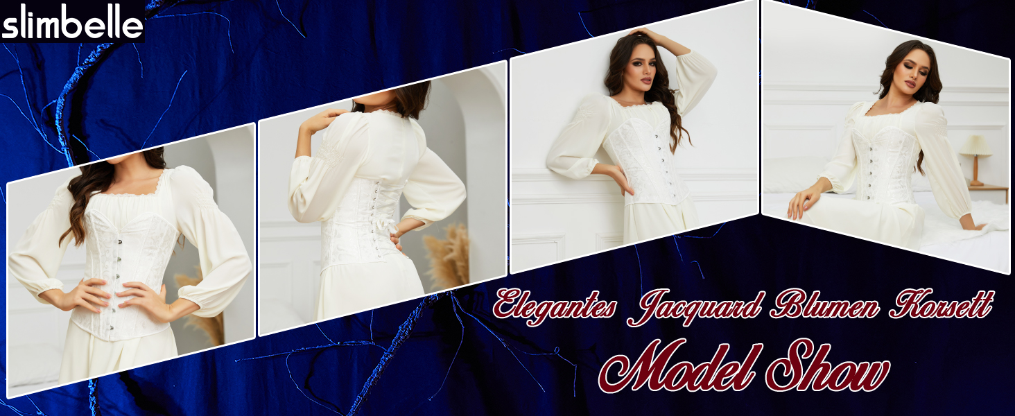 Корсетний топ SLIMBELLE для повних грудей: готичний корсет з мереживом та шнурівкою, бюстгальтер-корсет з сталевими ребрами, топ з фальш-шкіри (L, білий)