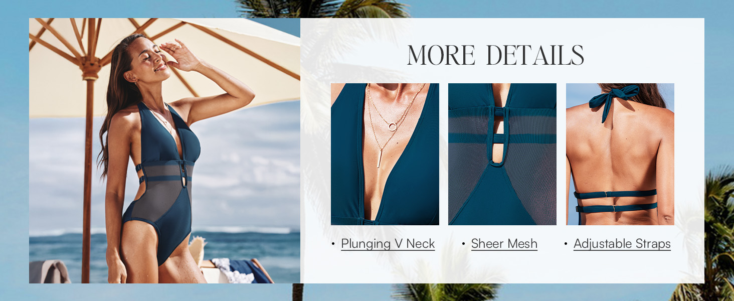 CUPSHE купальник з глибоким вирізом, на зав'язках, з сіткою, відкритий на спині, однотонний (колір: коричневий)