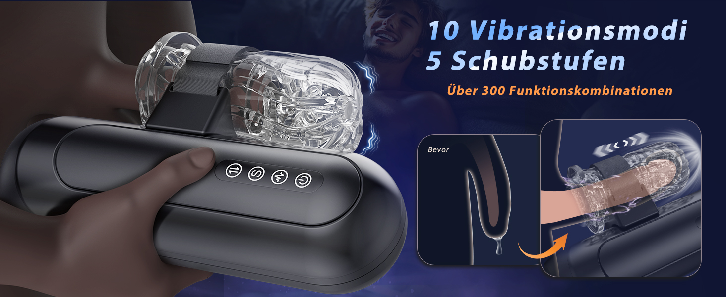 Електричний мастурбатор для чоловіків Honeyexp з 6 телескопічними функціями та 5 швидкостями, 10 вібрацій