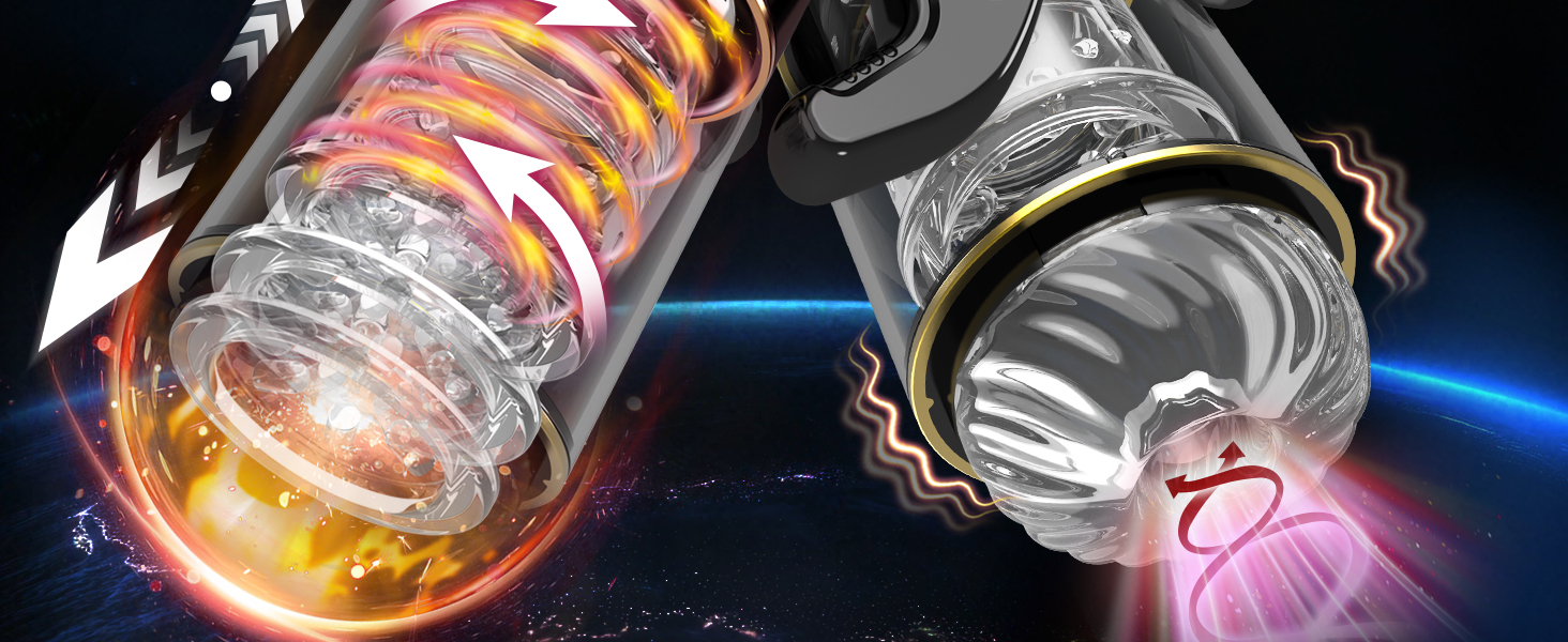 Електричний масажер для чоловіків з телескопічною функцією та режимами вібрації та обертання, портативний секс-іграшка для чоловіків